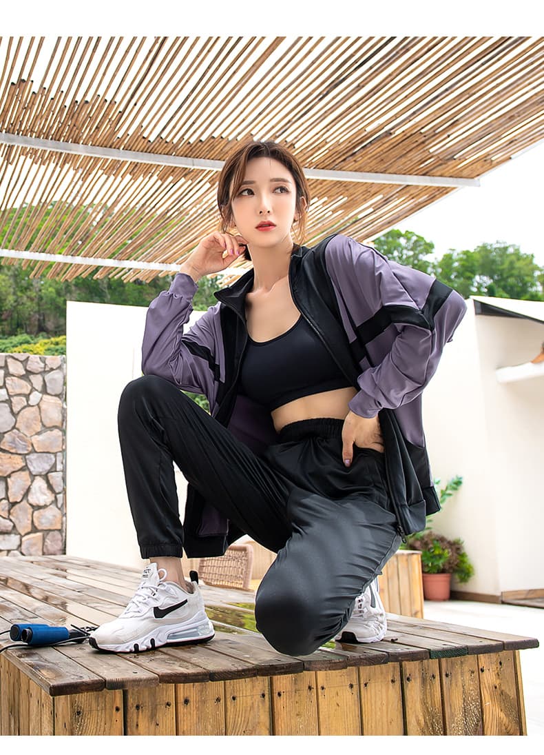 セットアップ　スタイリッシュ切替デザインスポーツウェア上下セット
