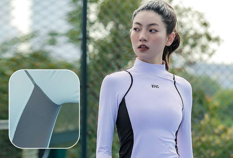 ロングTシャツ スポーティエレガンスハイネックトップス