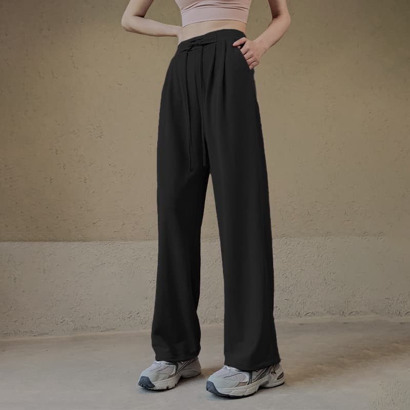 ロングパンツ レディーススポーツウェア ゆったりプリーツヨガパンツ